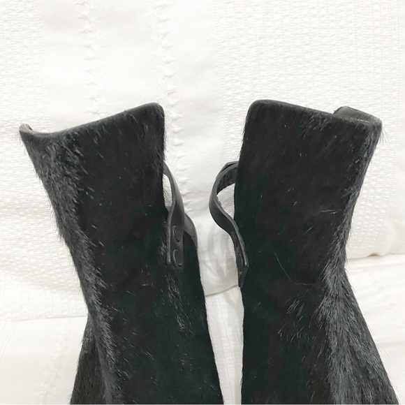 RAG & BONE WYATT BLACK CALF HAIR SLING BACK PEEP TOE HEELED SANDALS - 8 (38) - Picture 7 of 10